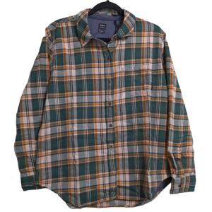 Prana Golden Canyon Flannel Soft Pine Plaid Layer Snaps Pocket Organic M New